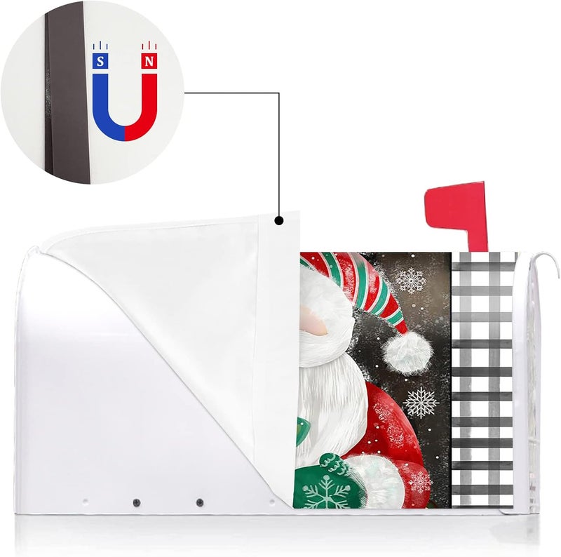 Texupday Christmas Santa Claus Decoration Mailbox Cover with Magnetic Strip Winter Christmas Tree Mailbox Wraps Post Letter Box Cover Standard Size 21" X 18" for Garden Outdoor Yard Decor - Image 3